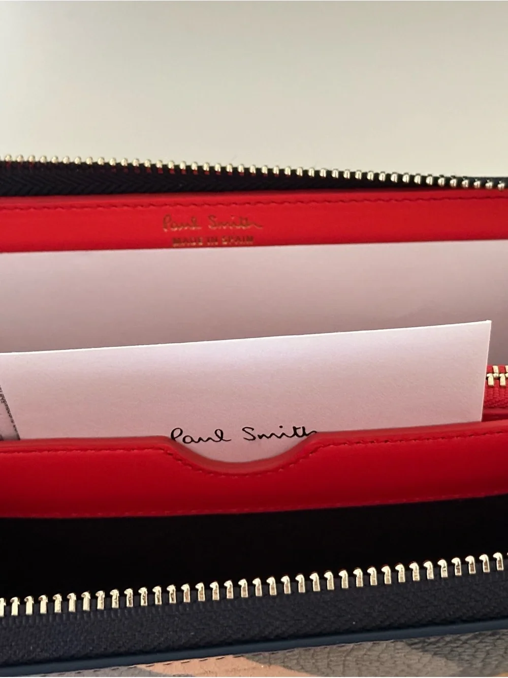Paul Smith Multicolor Wave Zip Card Holder - Pink, Red, Yellow, Blue, Brown